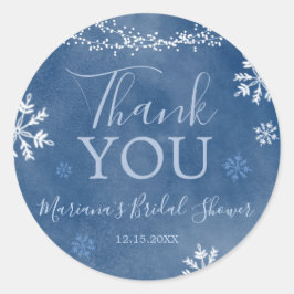 ラブ・スノーフレーク・ウェディング・ホワイト・ブルー・スノー感謝 ラウンドシール