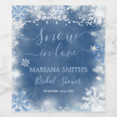 ラブ・スノーフレーク・ブライダルシャワー 白い青い雪 ワインラベル (シングルラベル)