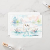 ラブ・スワン - バレンタインデー カード (正面/裏面インサイチュ)