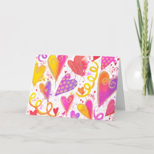 ラブ・セレブレーション・ウォータカラー・ハート カード (正面)