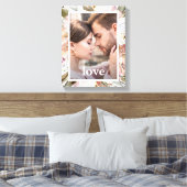 ラブ タイポグラフィの美しい花の写真 キャンバスプリント (インサイチュ (寝室))