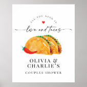 ラブ&タコスカップルブライダルシャワーウェルカムサイン ポスター (正面)