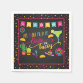 ラブ＆タコス ナプキン - ブラック スタンダードカクテルナプキン (正面)