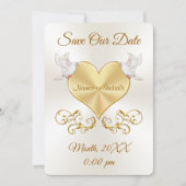 ラブ・ダブとハートのウェディング・セーブ・ザ・デート・カード 招待状 (正面)