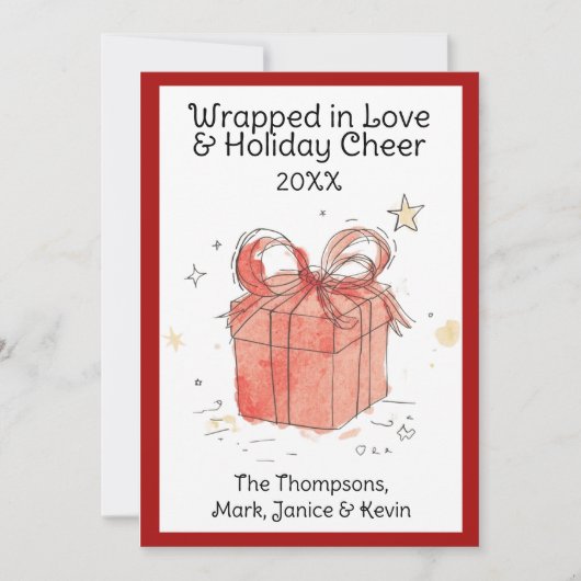 ラブ&チアで包まれて フラットホリデーカード シーズンカード (正面)