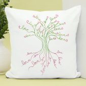 ラブ ツリー オブ ライフ アート 白 緑 ピンク ハート かわいい クッション