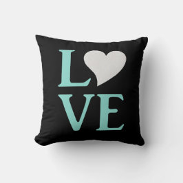 ラブ ティール ブルー & ブラック ウェディング シャワー パーティ クッション