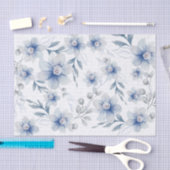 ラブ テキスト ダスティ ブルー ウォーターカラー フラワー 薄葉紙 (クラフト)