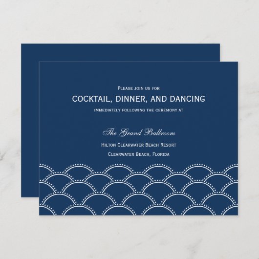 ラブ·ドーブズ結婚式披露宴カード-海軍 エンクロージャーカード (正面/裏面)