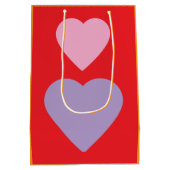 ラブ ハーツ オン ブライト レッド クラシカル ユニーク シンプル ミディアムペーパーバッグ (裏面)