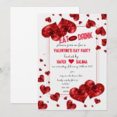 ラブ＆ハートを食べて飲んで バレンタインデーパーティー 招待状 (正面/裏面)