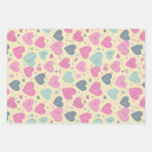 ラブ&ハートパステルカラーパターンヴァレンティーンズデイ ラッピングペーパーシート (正面3)