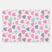 ラブ&ハートパステルカラーパターンヴァレンティーンズデイ ラッピングペーパーシート (正面)