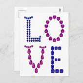 ラブ&ハートパープルブルー ポストカード (正面/裏面)