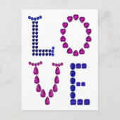 ラブ&ハートパープルブルー ポストカード (正面)