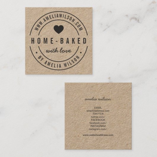 ラブ·ハート縁ど·ソー焼いたシャル·メディアを持つ家庭 スクエア名刺 (正面/裏面)