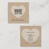 ラブ·ハート·クラ素朴フト·ソーシャル·メディアで作られる スクエア名刺 (正面/裏面)