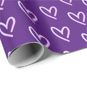 ラブ ハート パープル ラッピングペーパー (ロールコーナー)