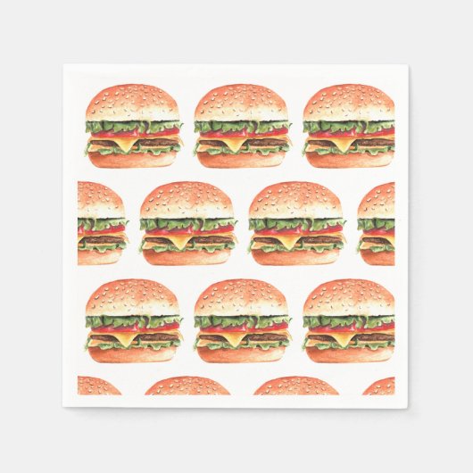 ラブ+バーガーズピクニックBBQカップルブライダルシャワー スタンダードカクテルナプキン (正面)