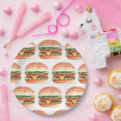 ラブ+バーガーズピクニックBBQカップルブライダルシャワー ペーパープレート (パーティー)