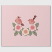 ラブ・バード・アンド・バラ ラッピングペーパー (フラット)