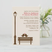 ラブ·バード·オン·パーク·ベンチ結婚ズ 招待状 (スタンド正面)