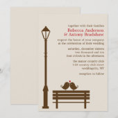 ラブ·バード·オン·パーク·ベンチ結婚ズ 招待状 (正面/裏面)