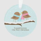 『ラブ・バード・カップル・クパーソナライズされたリスマス』 オーナメント (正面)