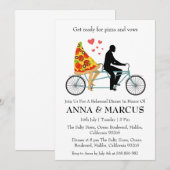 ラブ&ピザの楽しいリハーサルディナー招待状 招待状 (正面/裏面)