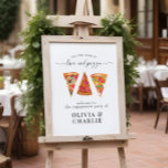 ラブ&ピザウェルカム結婚ズ ポスター<br><div class="desc">Love & Pizza Welcomeの結婚ポスター。リハーサルのディナー、カジュアル婚約パーティ、ウェディングシャワーに最適なウェルカムサイン！</div>