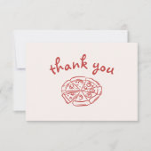 ラブ&ピザハンドドローイタリアンドレッドブライダルシャワー サンキューカード (正面)