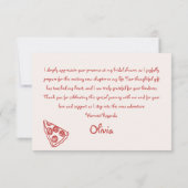 ラブ&ピザハンドドローイタリアンドレッドブライダルシャワー サンキューカード (裏面)