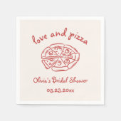 ラブ&ピザハンドドローイタリアンドレッドブライダルシャワー スタンダードカクテルナプキン (正面)