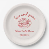 ラブ&ピザハンドドローイタリアンドレッドブライダルシャワー ペーパープレート (正面)