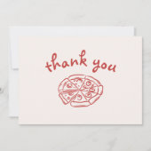 ラブ＆ピザ イタリアン ハンドドロー レッド ブライダルシャワー サンキューカード (正面)