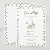 ラブ＆ピザ | 遊び心あふれるカップルシャワー 招待状 (正面/裏面)