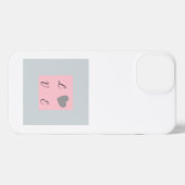 ラブ ピンクとグレイ スクエアパターン iPhoneケース (裏面横)