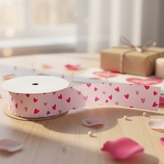 ラブ ピンク ハート ロマンチック ギフト ラッピング デコラ サテンリボン