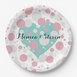 ラブ ピンク ブルー ブライダル シャワー ベイビー リベール パーティー ペーパープレート