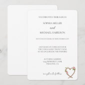 ラブ ピンク ローズ フラワー ウェスタン ハート ウェディング 招待状 (正面/裏面)