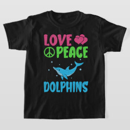 ラブ ピース イルカ 可愛い 海の動物 イルカ好き Tシャツ