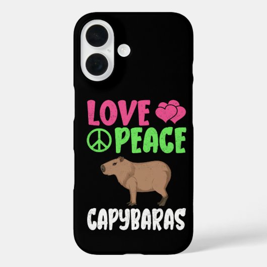 ラブ・ピース・カピバラ かわいい動物 カピバラ愛好家 Case-Mate iPhoneケース (裏面)