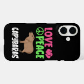 ラブ・ピース・カピバラ かわいい動物 カピバラ愛好家 Case-Mate iPhoneケース (裏面 (横))