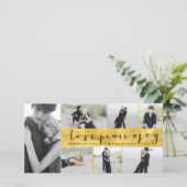 ラブ ピース ジョイ おしゃれなスクリプト スタイリッシュ ゴールド 7枚の写真 シーズンカード (スタンド正面)