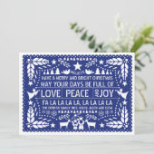 ラブ·ピース·ジョイ·パペル·ピカド·ブルー·クリスマス シーズンカード (スタンド正面)