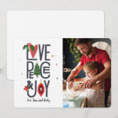 ラブ ピース＆ジョイ フォト ホリデー カード (正面/裏面)