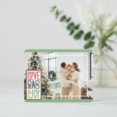 ラブ ピース&ジョイ(写真を追加) ミニマルなホリデー シーズンカード (スタンド正面)