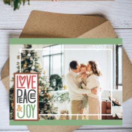 ラブ ピース＆ジョイ（写真を追加） ミニマルなホリデー シーズンカード