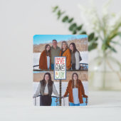 ラブ ピース&ジョイ(写真を追加)素朴な木 シーズンカード (スタンド正面)