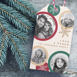 ラブ ピース スノーフレーク カラフル フォト ホリデー ギフトタグ